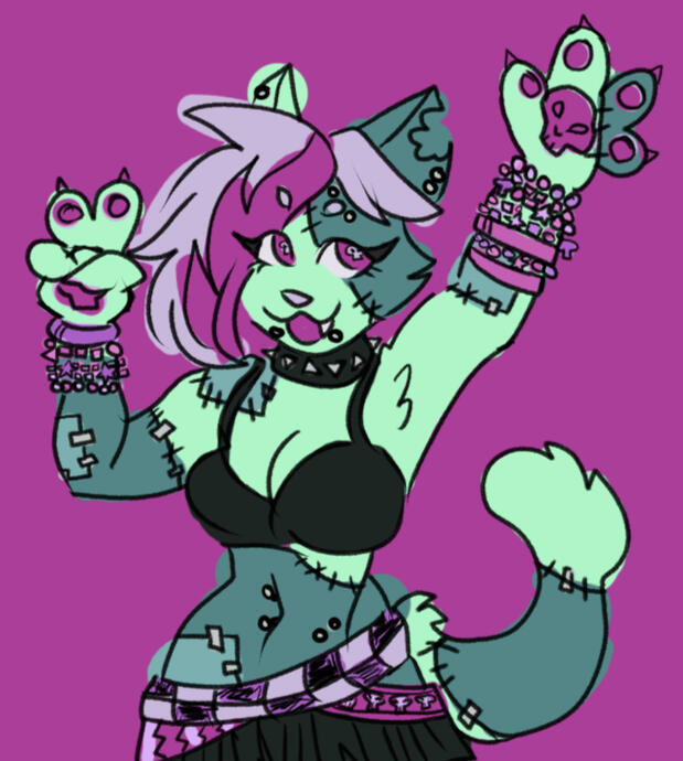 Blair - Zombie Cat Anthro Half-Body